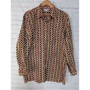 EXPRESSIONS WORLDWIDE 100% Cotton Long Sleeve Button Up Shirt Men's Sz XL